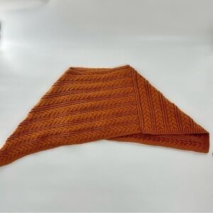 Handmade Pumpkin Rust Orange Boho Chunky Cable Knit Cropped Poncho Sweater Small